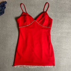 ✨NWT✨ Lulus Women’s Medium Red Slip Dress With Rhinestones- Y2K Vintage